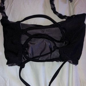 Acacia black bandeau lace up bikini swimsuit top XXS